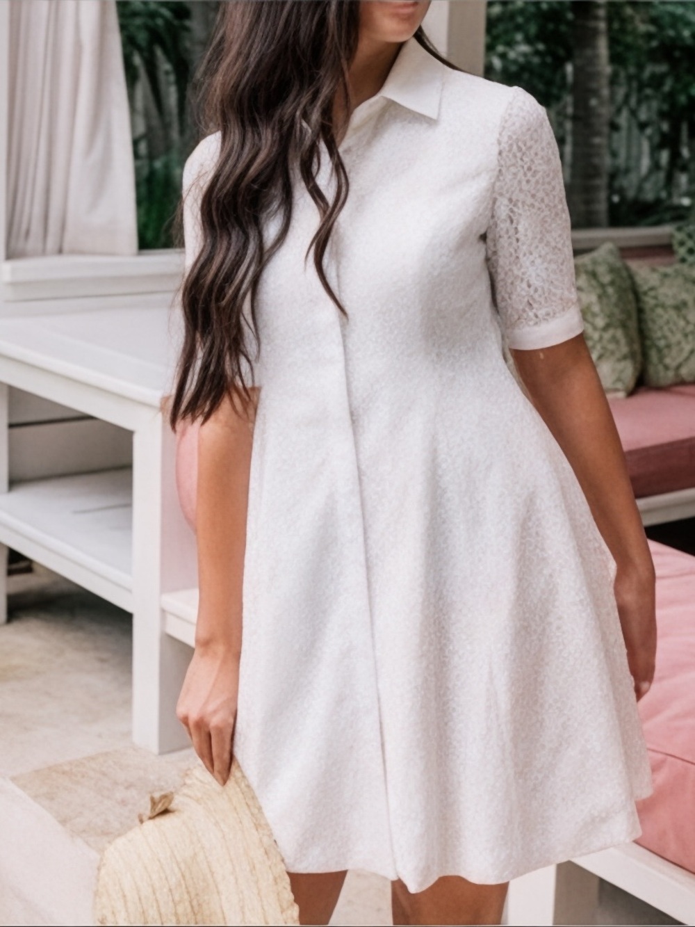 Gal Meets Glam Leighton shirt dress lace
